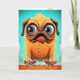 Tarjeta De Agradecimiento Funny Dog Monster: Pugnacious Polterpup Birthday