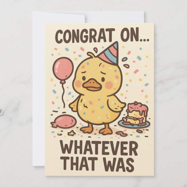 Tarjeta De Agradecimiento Funny Duck Party Greeting Card - Congrats On... (Anverso)