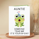 Tarjeta De Agradecimiento Funny Frog Toad Croak Tía feliz cumpleaños<br><div class="desc">¿Buscando una manera única de expresar tu amor y humor a tu pariente? ¡Nuestra graciosa tarjeta de saludo de rana es la elección perfecta para tu tía en su cumpleaños! Personalizar al agregar tu propio mensaje personal. El diseño presenta un sacudido sapo verde con un gorra de cumpleaños azul. Excelente...</div>
