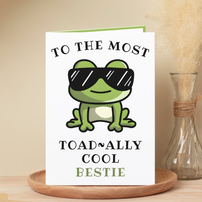 Tarjeta De Agradecimiento Funny Frog Toad Guay Mejor Amigo Feliz Cumpleaños (Funny Green Frog Toad Cool Best Friend Happy Birthday Thank You Card)