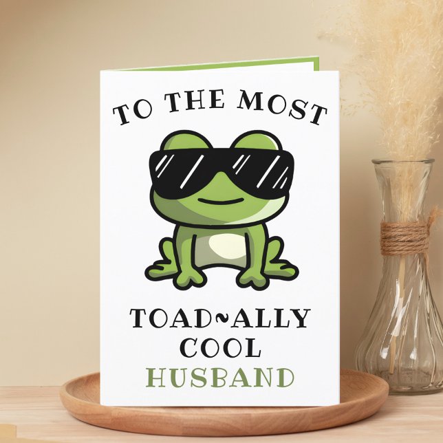 Tarjeta De Agradecimiento Funny Frog Toad Guay Spouse Feliz cumpleaños (Funny Green Frog Toad Cool Husband Happy Birthday Thank You Card)