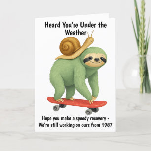Tarjeta De Agradecimiento Funny Get Well Card Slove Snail Skateboard Art