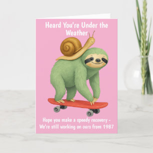 Tarjeta De Agradecimiento Funny Get Well Card Slove Snail Skateboard Art