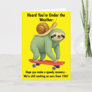 Tarjeta De Agradecimiento Funny Get Well Card Slove Snail Skateboard Art