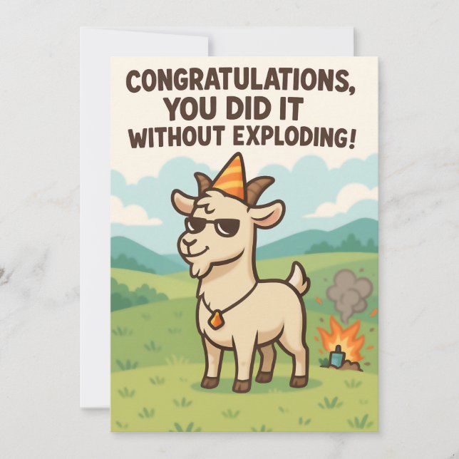Tarjeta De Agradecimiento Funny Goat Greeting Card - Congratulations (Anverso)