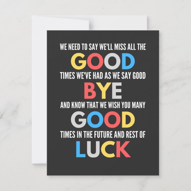 Tarjeta De Agradecimiento Funny Going Away Farewell (Anverso)