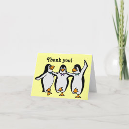 Tarjeta De Agradecimiento Funny Happy Dancing Penguins Cumpleaños