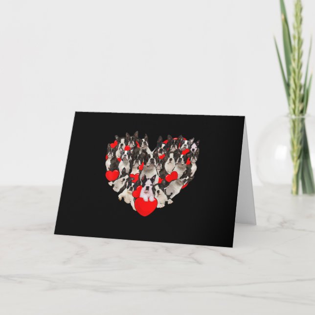 Tarjeta De Agradecimiento Funny Heart Love Boston Terrier Valentines Day (Anverso)