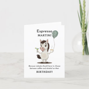 Tarjeta De Agradecimiento Funny Horse Birthday Card Café y Martini