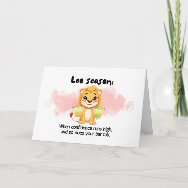 Tarjeta De Agradecimiento Funny Leo Season Zodiac Birthday Card (Anverso)