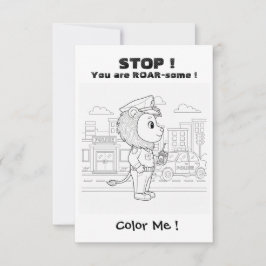 Tarjeta De Agradecimiento Funny LION Coloring Maze Classroom Valentine Card
