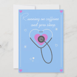 Tarjeta De Agradecimiento Funny Night Shift Nurse Card Running On Caffeine A
