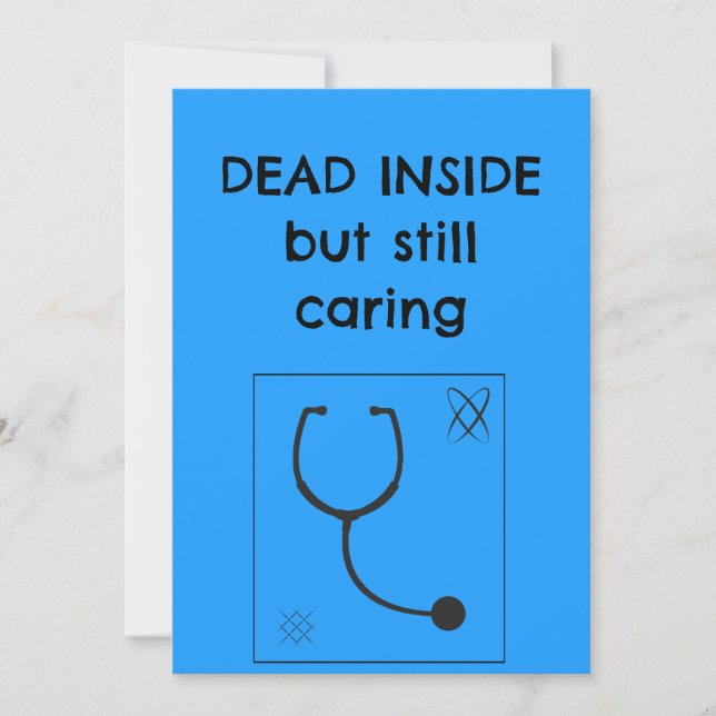 Tarjeta De Agradecimiento Funny Nurse Card Dead Inside But Still Caring Sarc (Anverso)