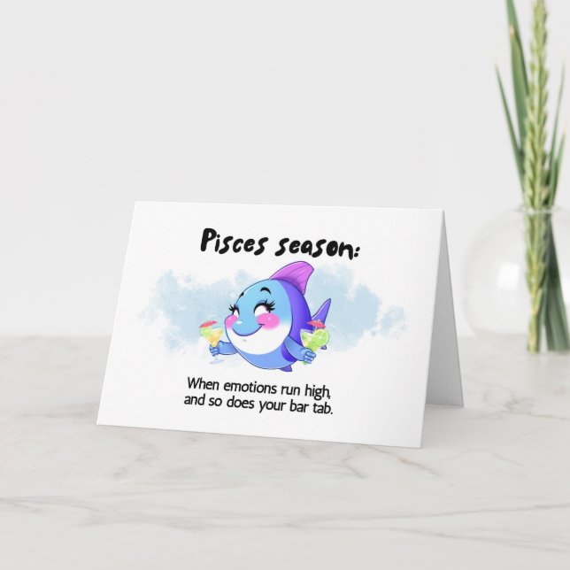 Tarjeta De Agradecimiento Funny Pisces Season Zodiac Birthday Card (Anverso)