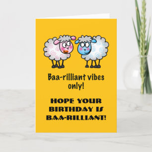 Tarjeta De Agradecimiento Funny Sheep Birthday Pun card - Baa-rilliant