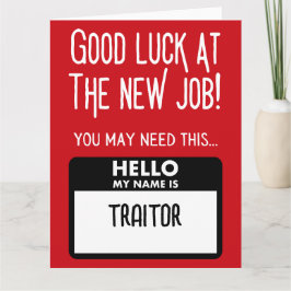 Tarjeta De Agradecimiento Funny 'Traitor Badge' Coworker sale