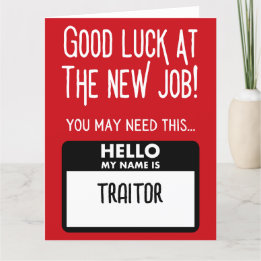 Tarjeta De Agradecimiento Funny 'Traitor Badge' Coworker sale
