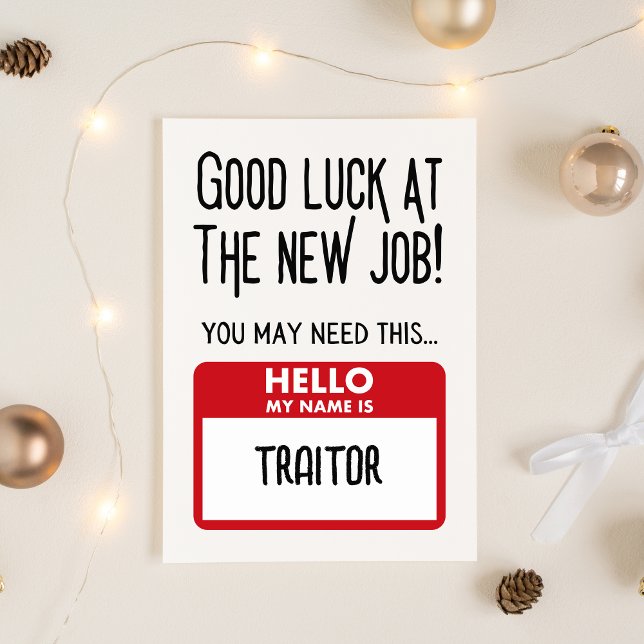 Tarjeta De Agradecimiento Funny 'Traitor Badge' Coworker sale (Funny 'Traitor Badge' Coworker Leaving Thank You Card)