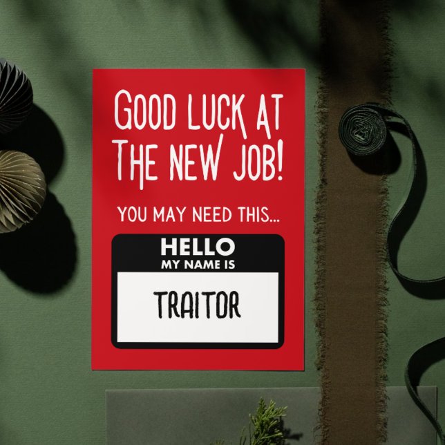 Tarjeta De Agradecimiento Funny 'Traitor Badge' Coworker sale (Funny 'Traitor Badge' Coworker Leaving Thank You Card)