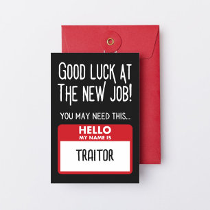 Tarjeta De Agradecimiento Funny 'Traitor Badge' Coworker sale