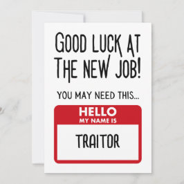 Tarjeta De Agradecimiento Funny 'Traitor Badge' Coworker sale