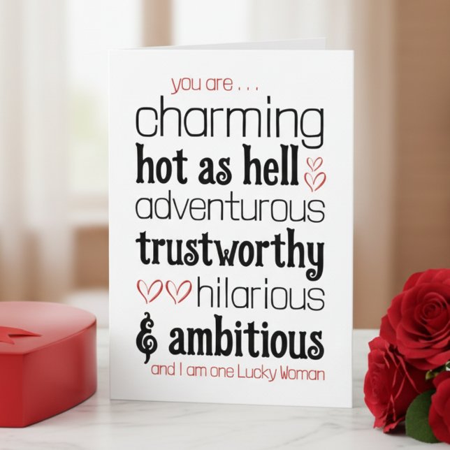 Tarjeta De Agradecimiento Funny Valentine’s Day Card for Husband (funny valentines day card for husband with romantic humor bold typography design)