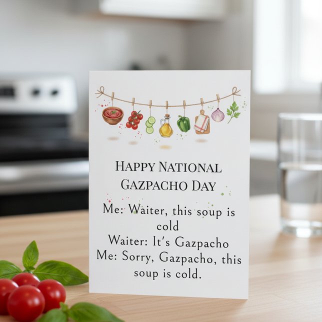 Tarjeta De Agradecimiento funny vegetables National Gazpacho Day (Subido por el creador)