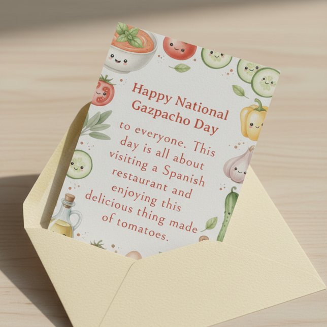 Tarjeta De Agradecimiento funny vegetables National Gazpacho Day (Subido por el creador)