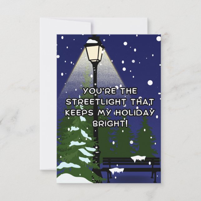 Tarjeta De Agradecimiento Furia navidad en la calle, mensaje romántico (Anverso)