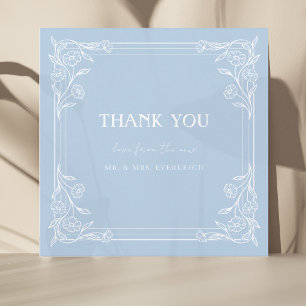 Tarjeta De Agradecimiento Fusión floral azul polvoriento