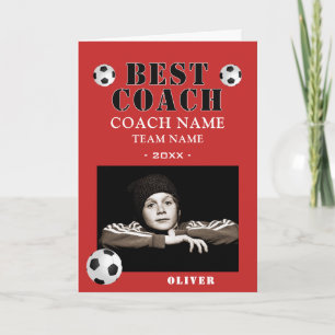 Tarjeta De Agradecimiento Fútbol Deportes Foto Entrenador