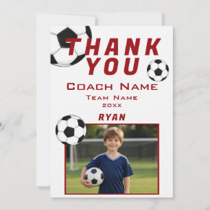 Tarjeta De Agradecimiento Fútbol Foto Jugador Equipo Entrenador