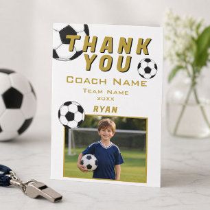Tarjeta De Agradecimiento Fútbol Foto Jugador Equipo Entrenador