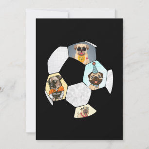 Tarjeta De Agradecimiento Fútbol Guay Perro Pug Life Pug Cumpleaños Cute Pug
