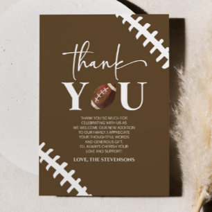 Tarjeta De Agradecimiento Fútbol Oh Boy Brown White Baby Shower