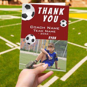 Tarjeta De Agradecimiento Fútbol Rojo Gracias entrenador