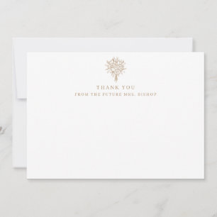 Tarjeta De Agradecimiento Futuro Sra. Line Art Floral Bridal Shower Flat
