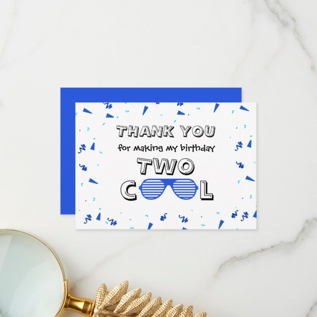 Tarjeta De Agradecimiento Gafas de sol geniales para el segundo cumpleaños (Anverso/Reverso In Situ)