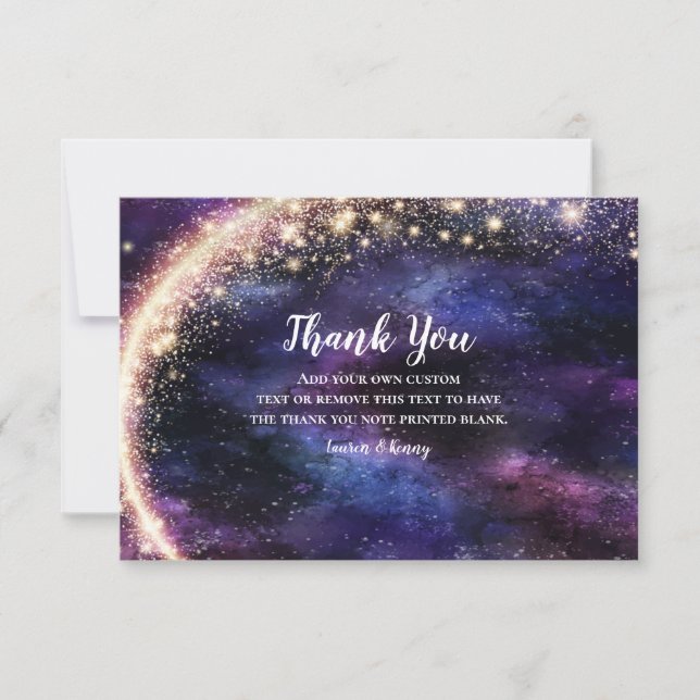 Tarjeta De Agradecimiento Galaxia Temática Gracias Cartas (Anverso)