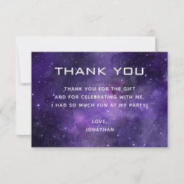 Tarjeta De Agradecimiento Galaxy Kids Birthday Party | Purple Space Cosmic