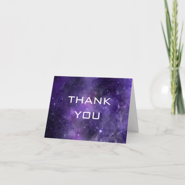 Tarjeta De Agradecimiento Galaxy Space Kids Party | Planetarium Birthday (Anverso)