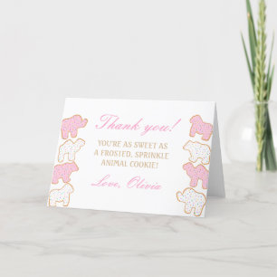 Tarjeta De Agradecimiento Galletas de animal con glaseado rosa y sprinkles p