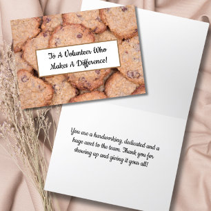 Tarjeta De Agradecimiento Galletas de Chocolate Chip Gracias Voluntario
