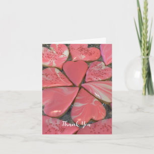 Tarjeta De Agradecimiento Galletas de corazón de mármol rosa Gracias