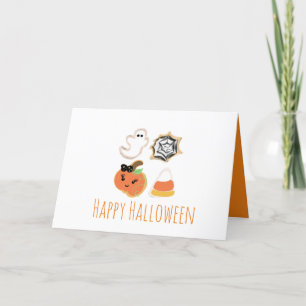 Tarjeta De Agradecimiento Galletas Feliz Halloween Calabaza Fantasma Telarañ