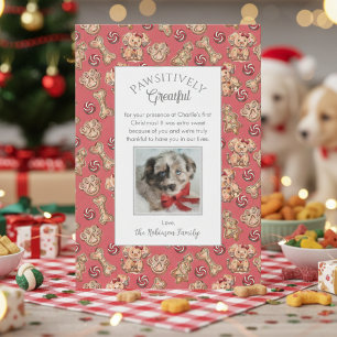 Tarjeta De Agradecimiento Galletas para Perros Primera Navidad del Cachorro 