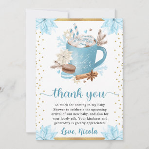 Tarjeta De Agradecimiento Galletas y Cacao de Invierno en Azul Acuarela para