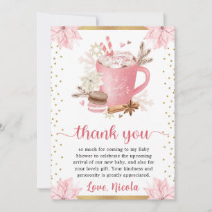 Tarjeta De Agradecimiento Galletas y cacao de invierno rosadas con acuarela