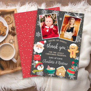Tarjeta De Agradecimiento Galletas y Cacao Nieve Fiesta de Navidad 2 Foto
