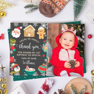 Tarjeta De Agradecimiento Galletas y Cocoa Pan de Jengibre Niños Cumpleaños